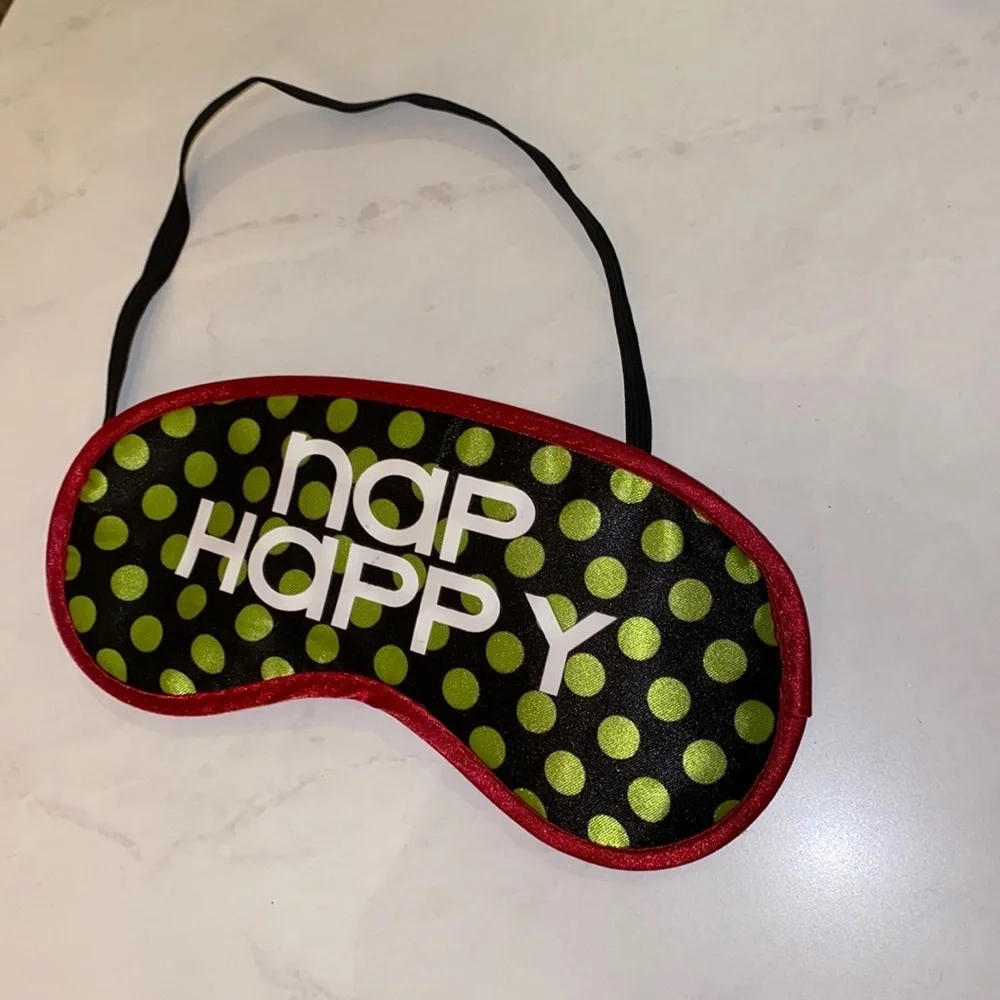 Nap Happy sleeping sunning napping eye mask red white black green polka dot mask
